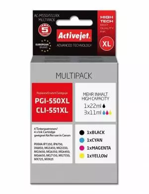 Multipak Activejet do Canon PGI-550Bk CLI-551 XL 4 tusze CMYK