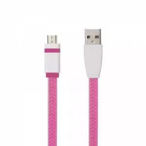 Kabel USB - Micro USB 1 m różowy płaski