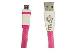 Kabel USB - Micro USB 1 m różowy płaski