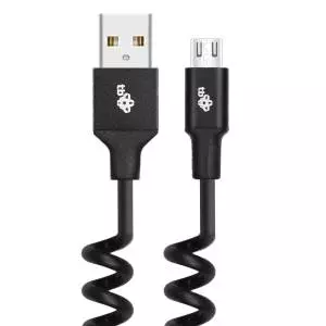 Kabel USB - Micro USB spirala 1 m czarny