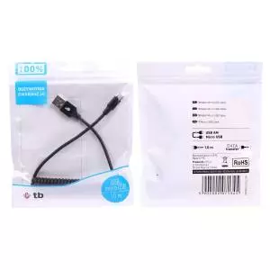 Kabel USB - Micro USB spirala 1 m czarny