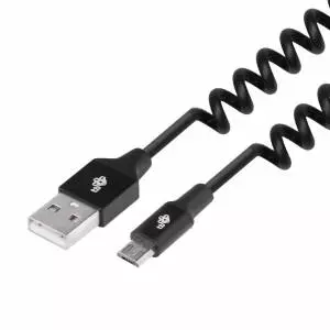 Kabel USB - Micro USB spirala 1 m czarny