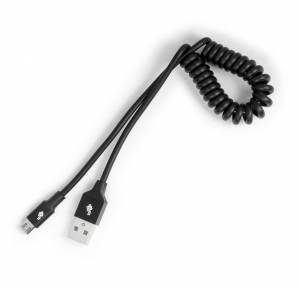 Kabel USB - Micro USB spirala 1 m czarny