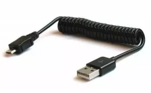 Kabel USB - Micro USB spirala 1 m czarny