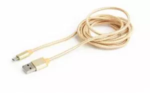 Kabel USB - Micro USB 1.8 m Gembird tekstylny złoty