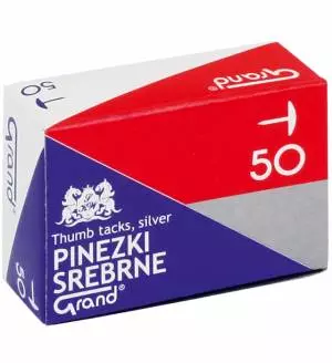 Pinezki metalowe Grand srebrne 50 szt