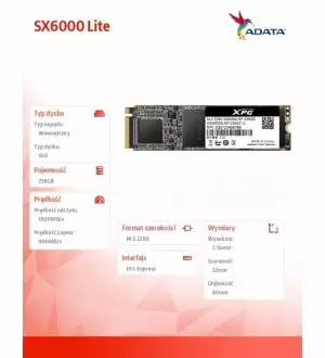 Dysk wewnętrzny SSD Adata XPG SX6000 Lite 256GB PCIe 3x4 1800/900 MB/s M.2