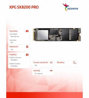 Dysk SSD Adata XPG SX8200 PRO 1TB PCIe 3x4 3.4/2.8 GB/s M.2