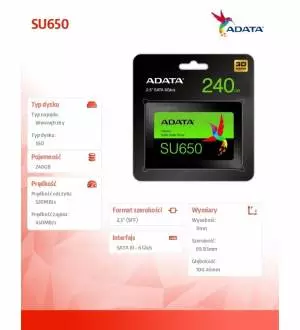 Dysk SSD Adata Ultimate SU650 240G 2.5 S3 3D TLC Retail