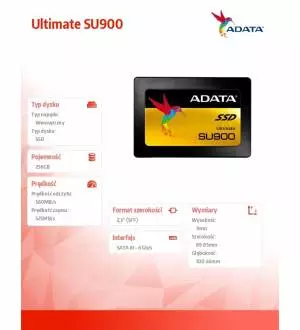 Dysk SSD Adata Ultimate SU900 256G S3 560/520 MB/s MLC 3D