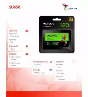 Dysk SSD Adata Ultimate SU650 120G 2.5 S3 3D TLC Retail