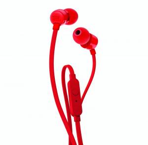 Słuchawki dokanałowe JBL T110 Czerwone, mikrofon