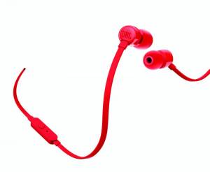 Słuchawki dokanałowe JBL T110 Czerwone, mikrofon