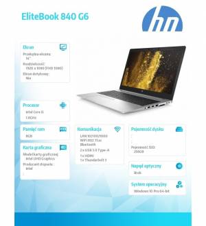 Notebook HP EliteBook 840 G6 i5-8265U W10P 256/8GB/14