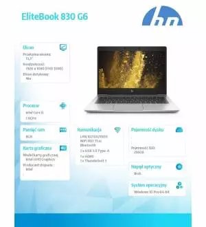 Notebook HP EliteBook 830 G6 i5-8265U W10P 256/8GB/13,3