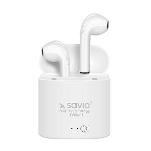 Słuchawki bezprzewodowe z mikrofonem i power bankiem Savio TWS-01