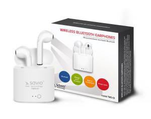 Słuchawki bezprzewodowe z mikrofonem i power bankiem Savio TWS-01