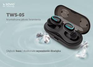 Słuchawki bezprzewodowe z mikrofonem i power bankiem Savio TWS-05 BT 5.0