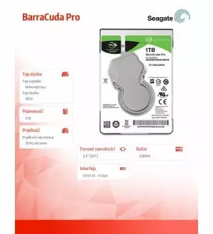 Dysk Segate BarraCuda Pro HDD 1TB 2,5 128MB ST1000LM049