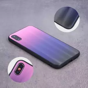 Nakładka Aurora Glass do Samsung A10 różowo-czarna