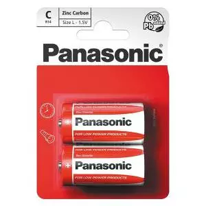 Bateria cynkowo-węglowa, typ C, 1.5V, Panasonic, blistr, 2-pack