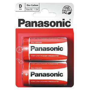 Bateria cynkowo-węglowa, typ D, 1.5V, Panasonic, blistr, 2-pack