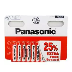 Bateria cynkowo-węglowa, AAA, 1.5V, Panasonic, blistr, 10-pack