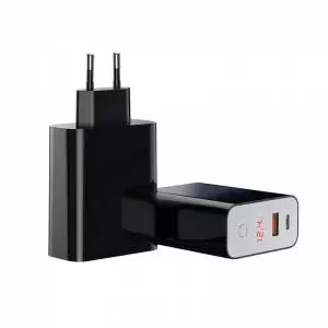 Szybka ładowarka sieciowa Baseus USB + USB-C 3.0 45W czarna