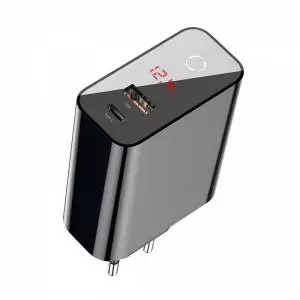 Szybka ładowarka sieciowa Baseus USB + USB-C 3.0 45W czarna