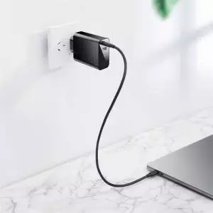 Szybka ładowarka sieciowa Baseus USB + USB-C 3.0 45W czarna