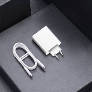 Ładowarka sieciowa Baseus USB+USB-C 30W + kabel USB-C do USB-C 1m (biała)