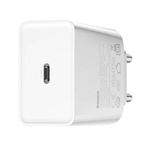 Ładowarka sieciowa USB-C PD Baseus Mini, Power Delivery, 18W biała