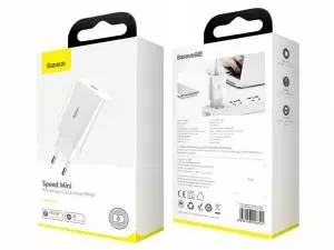 Ładowarka sieciowa USB-C PD Baseus Mini, Power Delivery, 18W biała
