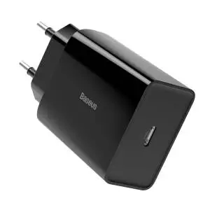 Ładowarka sieciowa USB-C Baseus Mini, Power Delivery 18W + kabel USB-C - Lightning 1m czarny