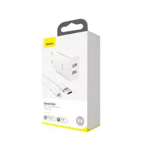 Ładowarka sieciowa Baseus Speed Mini 10.5W z kablem USB Lightning 2.4A 1m biała