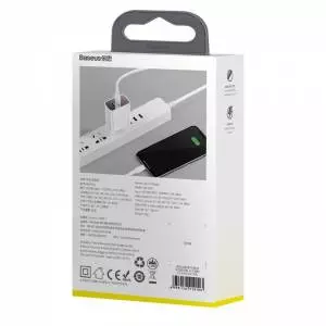 Ładowarka sieciowa Baseus Mirror Lake z wyświetlaczem USB + USB-C, QC 3.0, PD 18W biała