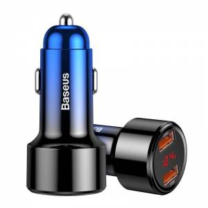 Ładowarka samochodowa Baseus Magic 2x USB QC 3.0 45W czarno-niebieska