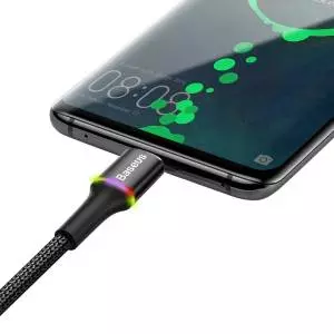 Kabel Baseus Halo USB-C z podświetleniem LED 3m 2A czarny