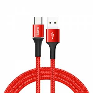 Kabel Baseus Halo USB-C z podświetleniem LED 3A 1m czerwony