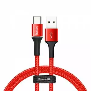 Kabel Baseus Halo USB-C z podświetleniem LED 3A 0,5m czerwony