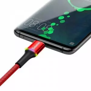 Kabel Baseus Halo USB-C z podświetleniem LED 3A 0,5m czerwony