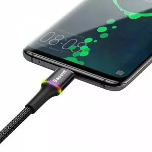 Kabel Baseus Halo USB-C z podświetleniem LED 3A 0,5m czarny