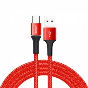 Kabel Baseus Halo USB-C z podświetleniem LED 2A 2m czerwony