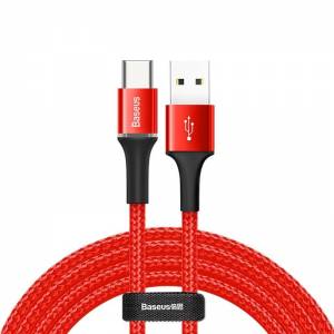 Kabel Baseus Halo USB-C z podświetleniem LED 2A 2m czerwony