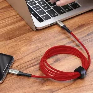 Kabel USB-C do Lightning PD Baseus Horizontal, Power Delivery, dioda LED, 2m czerwony