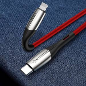 Kabel USB-C do Lightning PD Baseus Horizontal, Power Delivery, dioda LED, 2m czerwony