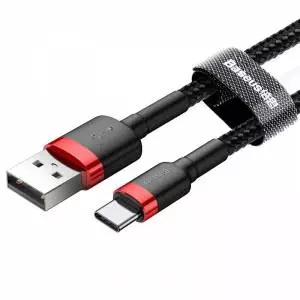 Kabel USB-C Baseus Cafule 3A 1m czerwono-czarny