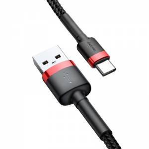Kabel USB-C Baseus Cafule 3A 0.5m czerwono-czarny