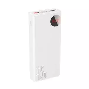 Powerbank 20000mAh z wyświetlaczem Baseus Mulight 2x USB, QC 3.0, PD, 45W (biały)