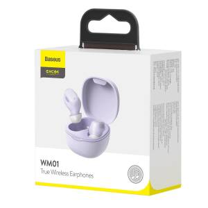 Bezprzewodowe słuchawki douszne Baseus Encok WM01 BT 5.0 Fioletowe